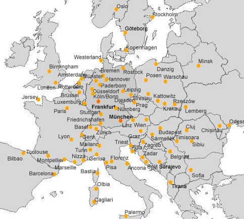 Lufthansa CityLine Route Map
